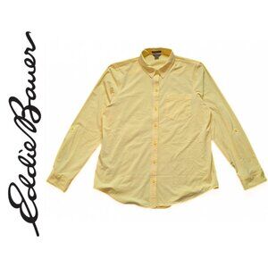 Eddie Bauer Women's Long Sleeve Classic Fit Button Up Blouse, Yellow, Size M